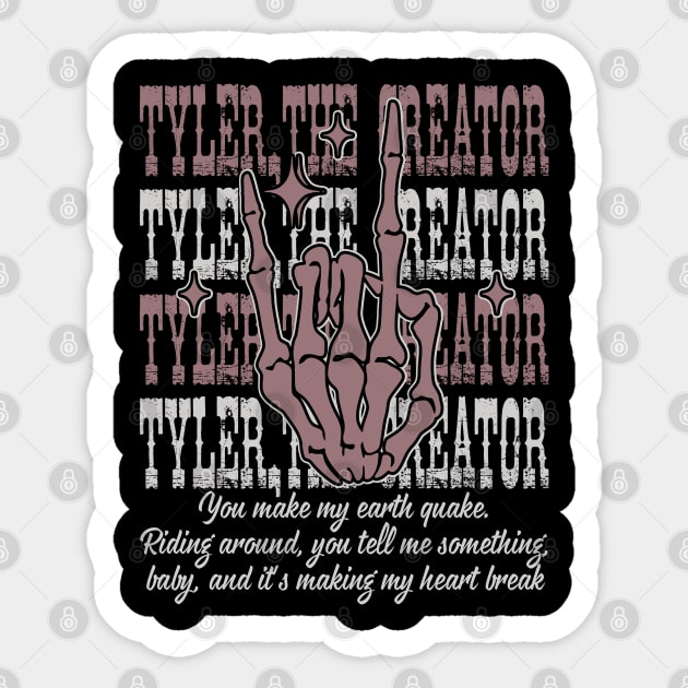 You make my earth quake. Riding around, you tell me something, baby, and it's making my heart break Cowboy Boots Hat Country Skull Sticker by Beetle Golf